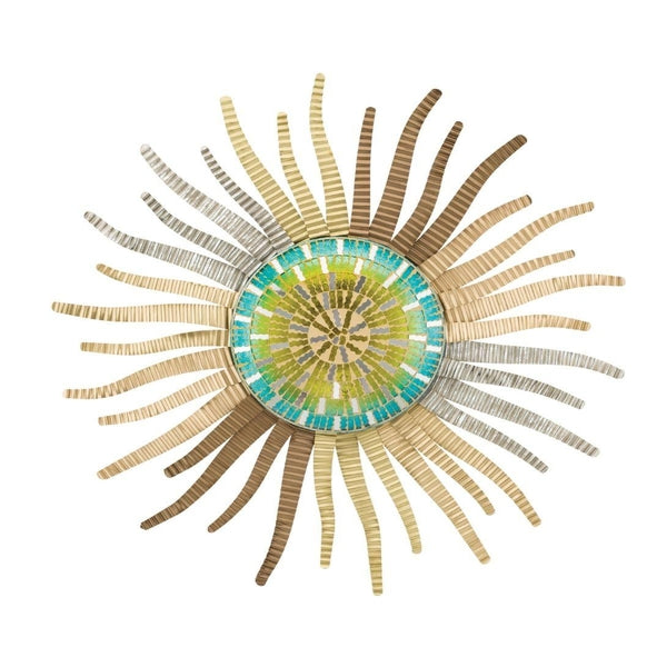 30" Gold Wavy Sun Metal/Glass Wall Décor 1