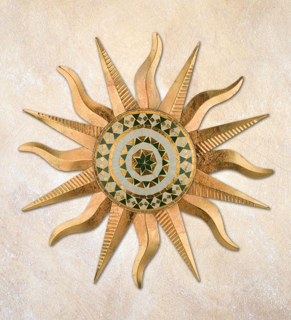 24" Gold Mesa Sun Metal/Glass Wall Décor 2