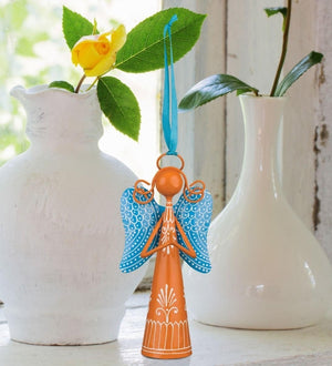 6" Angel Bell Orange Ornament 2
