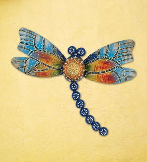 11.25" Blue Multicolor Dragonfly Wall Décor 2