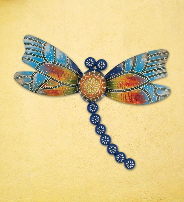 11.25" Blue Multicolor Dragonfly Wall Décor 2
