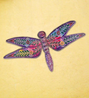 14" Purple Multicolor Dragonfly Wall Décor 2