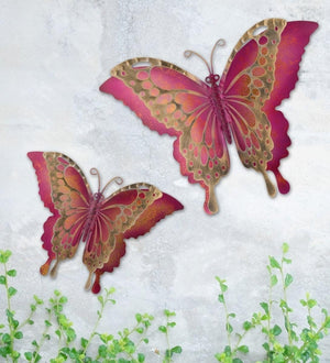 15" Pink Butterfly Wall Décor (Set of 2) 3