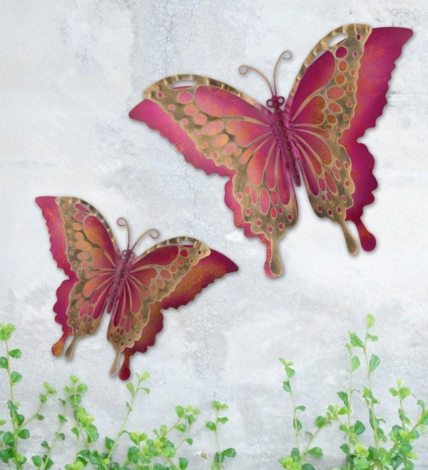 15" Pink Butterfly Wall Décor (Set of 2) 3