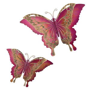 15" Pink Butterfly Wall Décor (Set of 2) 1