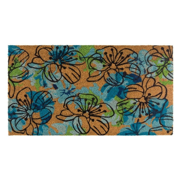18" x 30" Blue Flowers Doormat Coir 1