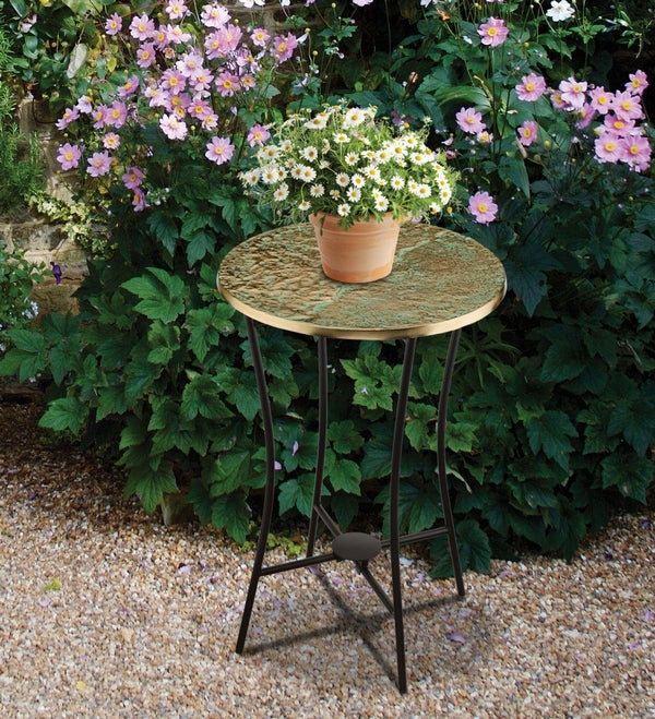 24" Cast Gold Patina Plant Stand 3