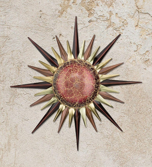 30" Burgundy Mosaic North Star Metal/Glass Wall Décor 3