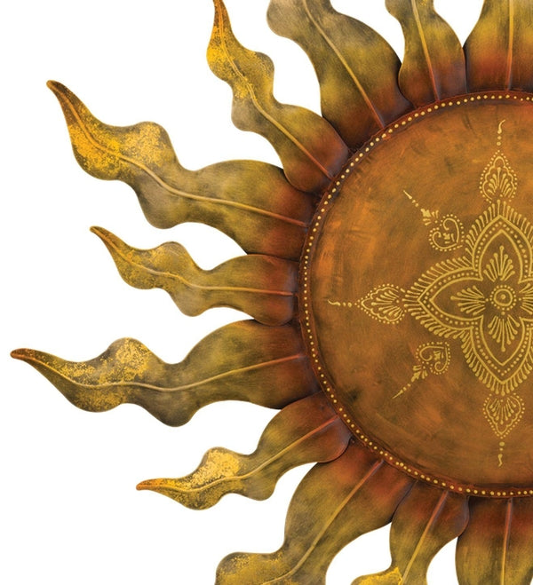 34.5" Gold Henna Sun Wall Décor 2