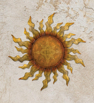34.5" Gold Henna Sun Wall Décor 3