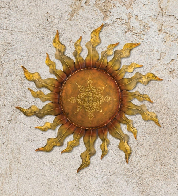 34.5" Gold Henna Sun Wall Décor 3