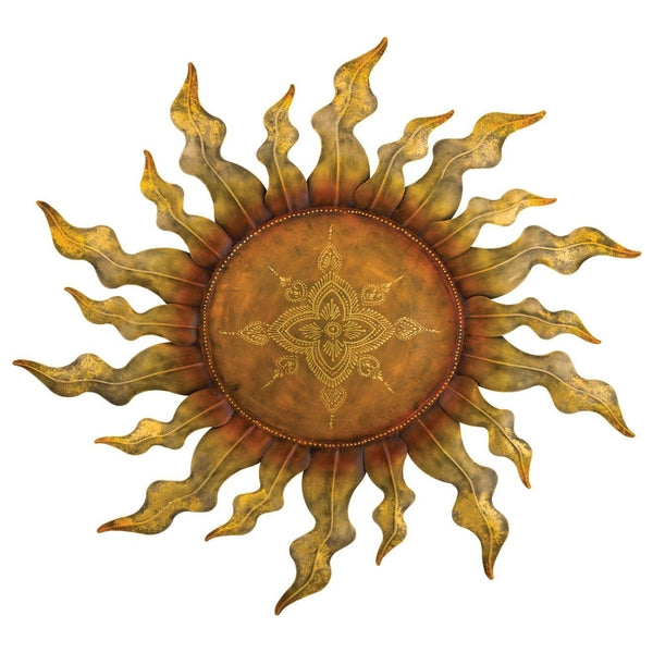 34.5" Gold Henna Sun Wall Décor 1