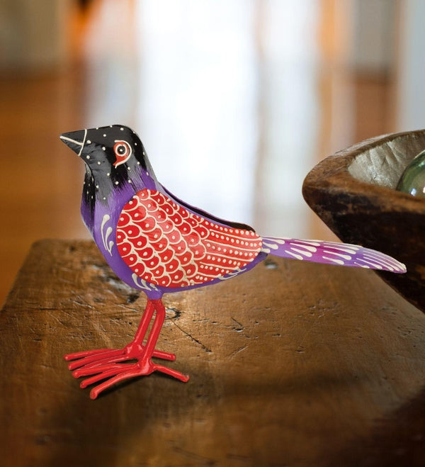 6.5" Purple Henna Bird Decor 3