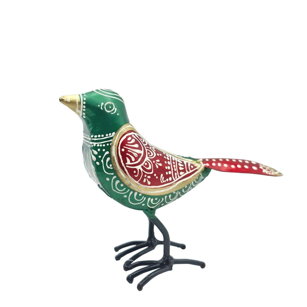 6.5" Green Henna Bird Decor 1