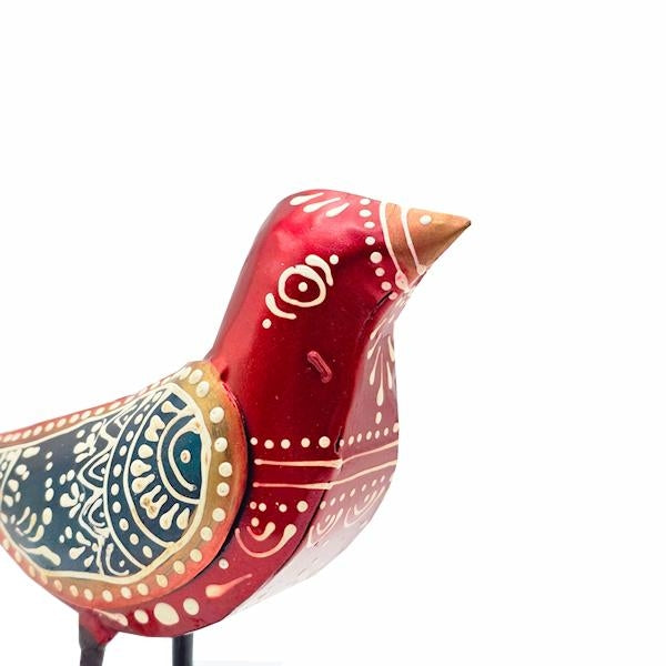 6.5" Red Henna Bird Decor 2