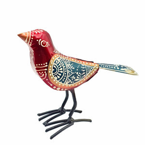 6.5" Red Henna Bird Decor 1