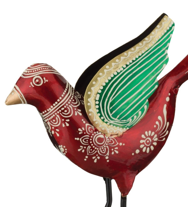 8" Henna Bird Wing Up Red Decor 2