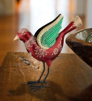 8" Henna Bird Wing Up Red Decor 3