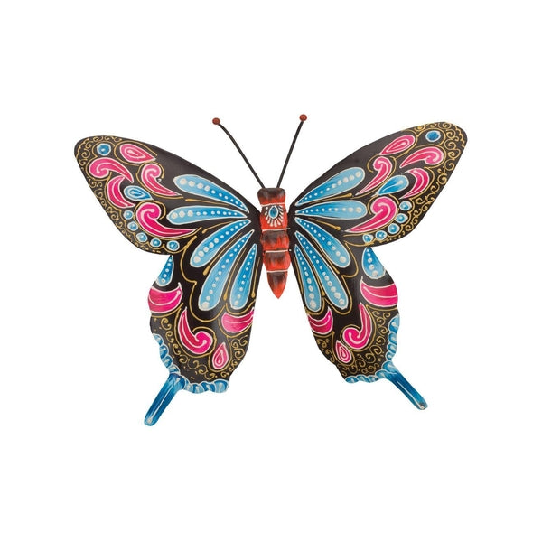 12.75" Black/Blue Henna Butterfly Wall Décor 1