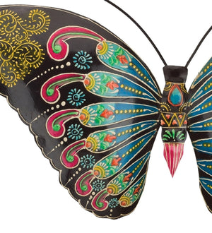 16.5" Black/Purple Henna Butterfly Wall Décor 2