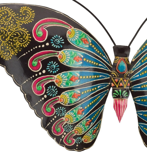 16.5" Black/Purple Henna Butterfly Wall Décor 2
