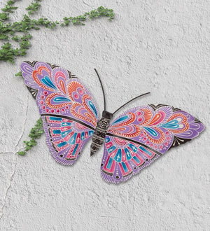 16.5" Purple Henna Butterfly Wall Décor 3