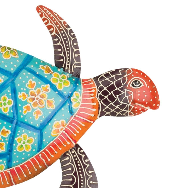 14.5" Henna Blue Sea Turtle Wall Decor 2