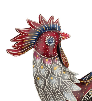 18" Henna Rooster Red Multi Decor 2