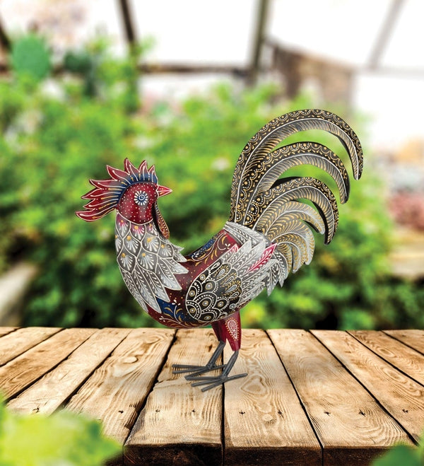 18" Henna Rooster Red Multi Decor 3