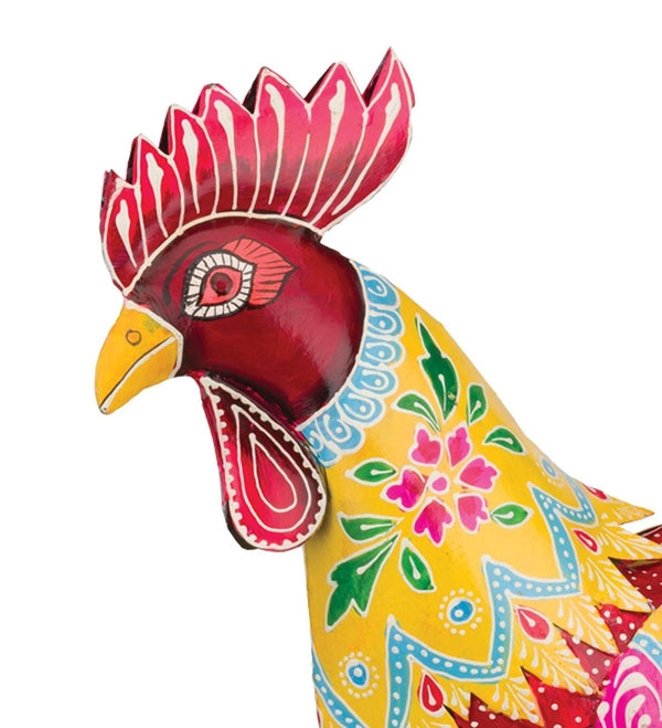 18.25" Henna Rooster Yellow/Red Decor 2