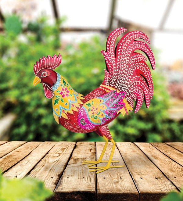 18.25" Henna Rooster Yellow/Red Decor 3