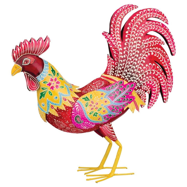 18.25" Henna Rooster Yellow/Red Decor 1