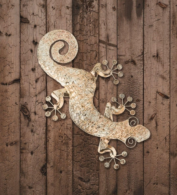 20.5" Gold Textured Gecko Wall Decor 3