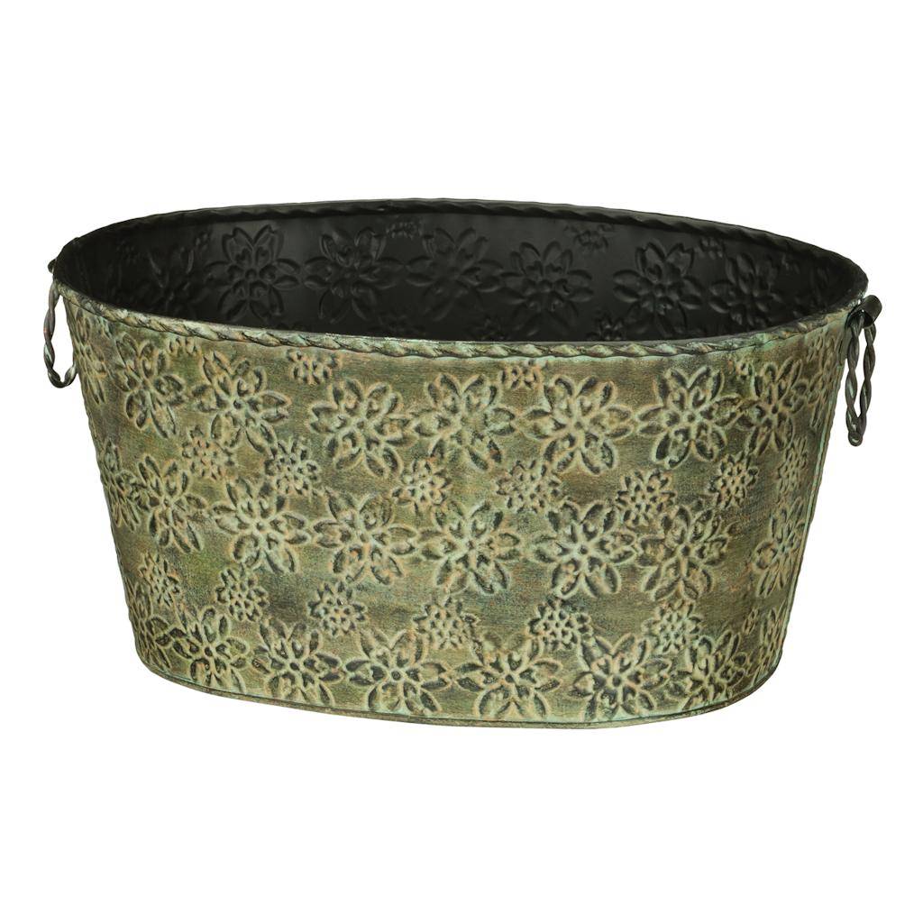 15" Antique Green Oval Bucket 1
