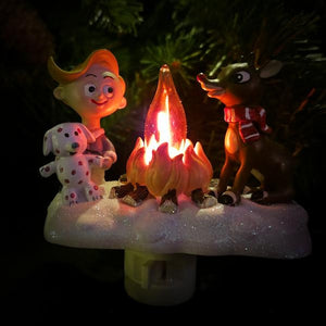 4.5" Rudolph, Hermey the Dentist, and The Spotted Elephant Christmas Campfire Flickering Night Light 2
