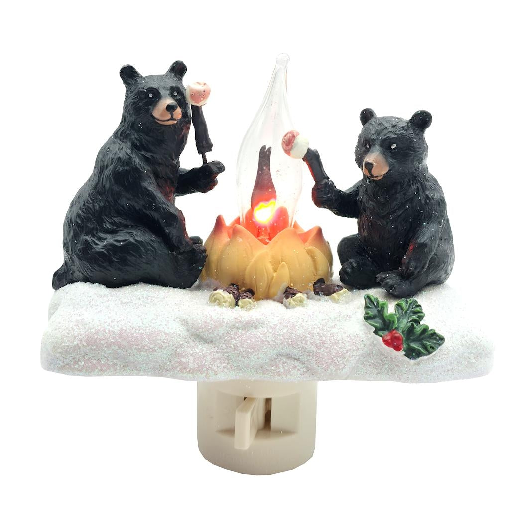4.5" Black Bear Campfire Flickering Night Light 1