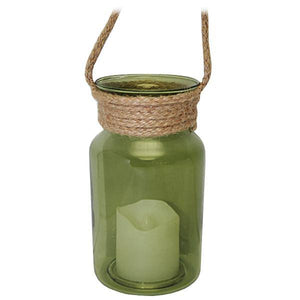 4.5" Battery Operated Green Glass Votive Ornament 2