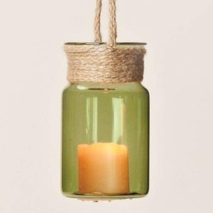 4.5" Battery Operated Green Glass Votive Ornament 3