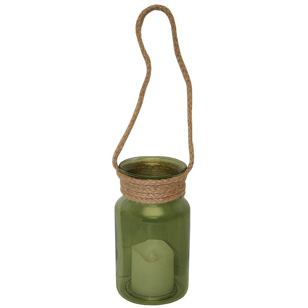 4.5" Battery Operated Green Glass Votive Ornament 1