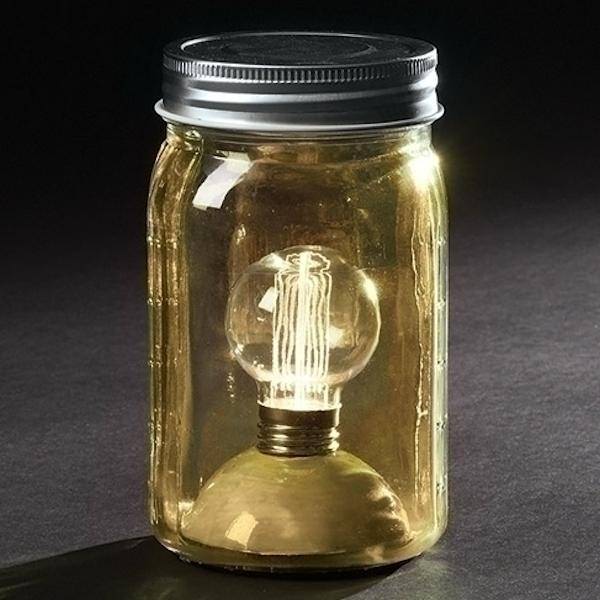 6.5" Battery Operated LED Edison Globe Dark Green Glass Mason Jar 1
