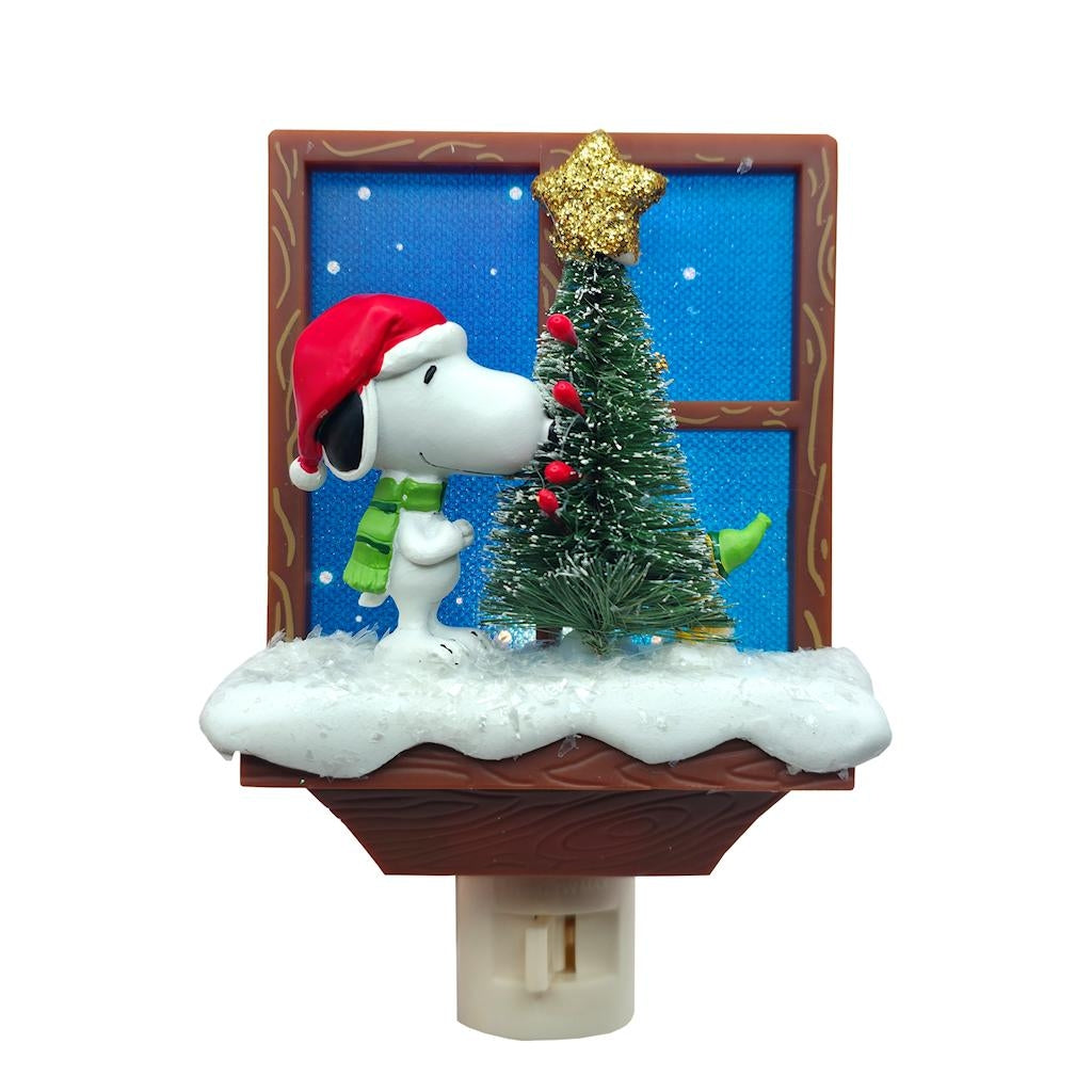 6" Snoopy and Woodstock Christmas Tree Night Light 1