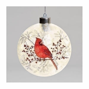 5.6" Cardinal Glass Flat Battery Operated Ornament 1