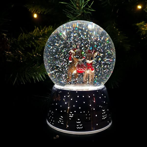 6" Battery Operated Rudolph LED Musical Dome (Batteries not Included) 3
