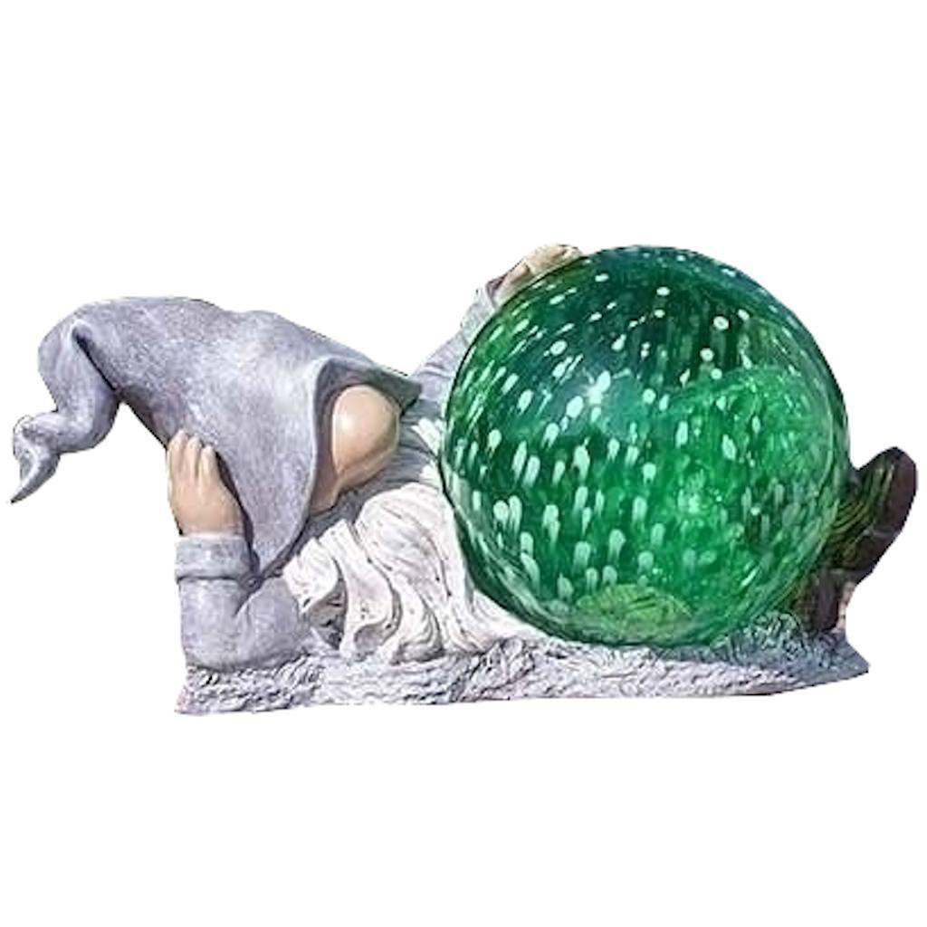 5.5" Gnome Green LED Solar Roman Figurine 1