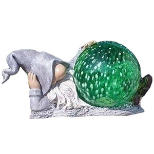 5.5" Gnome Green LED Solar Roman Figurine 1