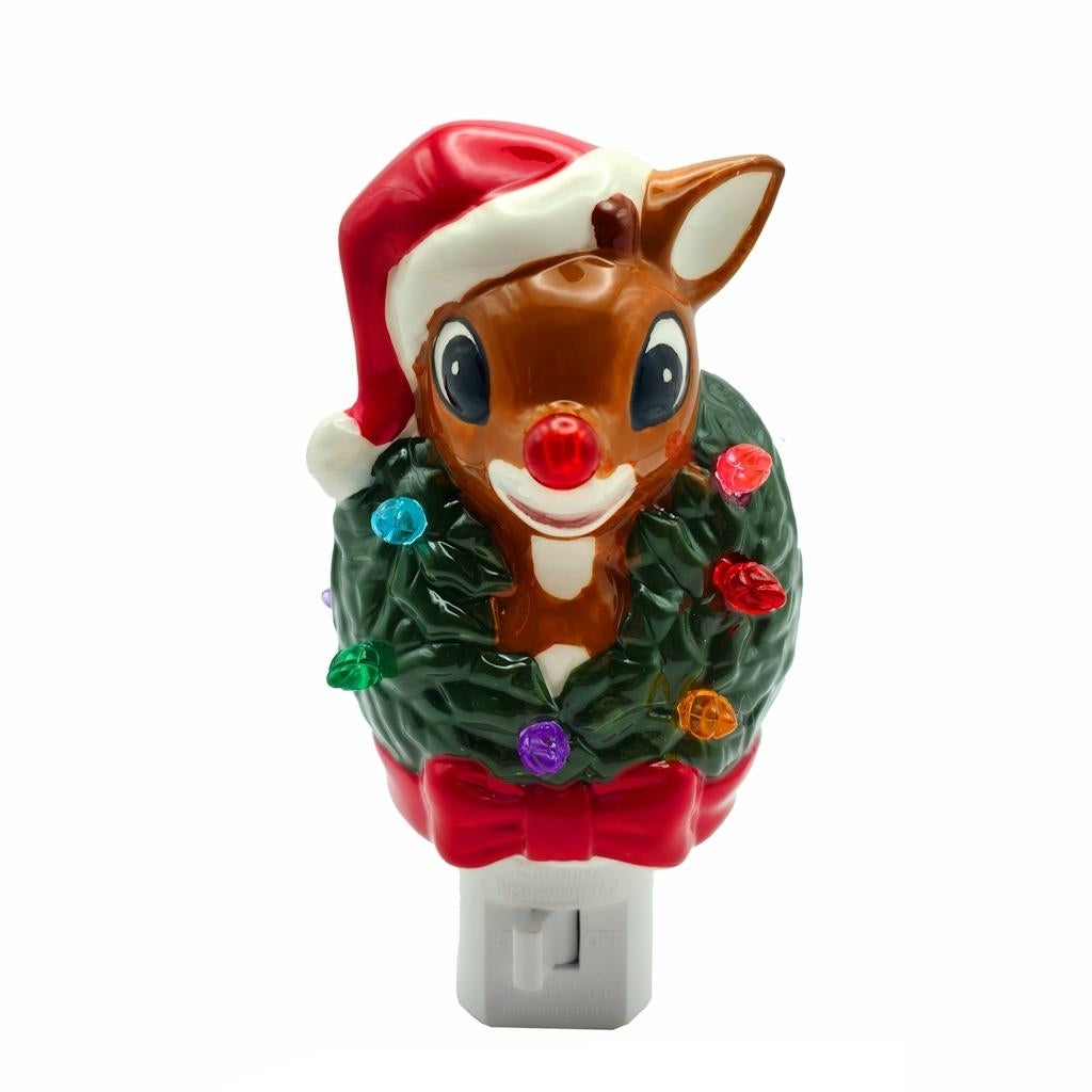 5" Rudolph with Lighted Wreath Christmas Night Light 1