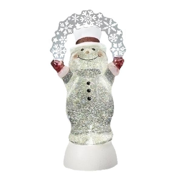 10" Lighted Snowman with Blinking Snowflakes Plug-in/Battery Operated Swirl Lantern 1