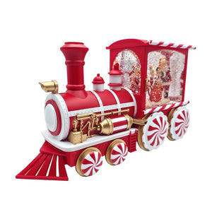 12.5" Peppermint Candy Train Musical Lighted Water Lantern 1