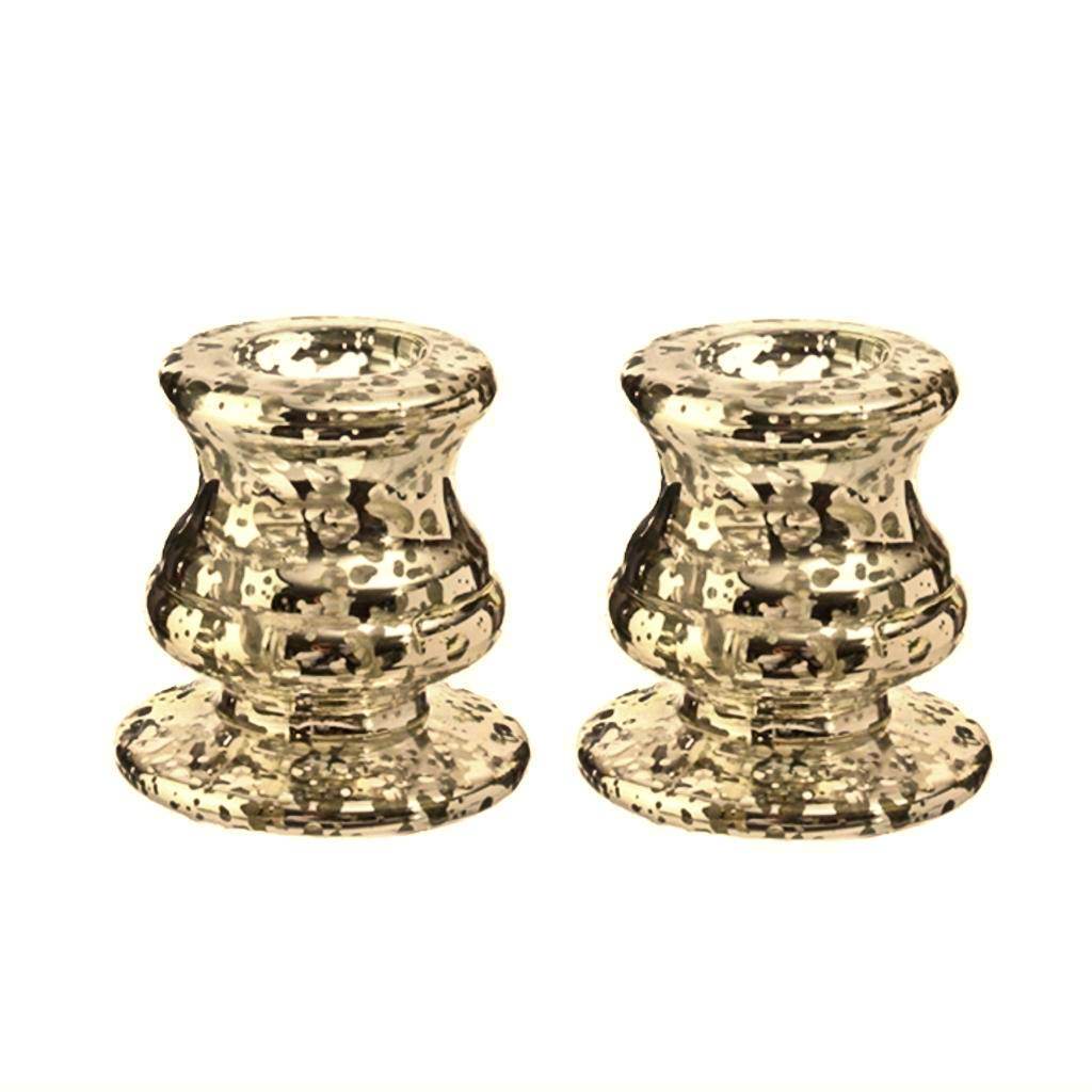 2.5" Champagne Mercury Taper Candle Holder (2 pack) 1