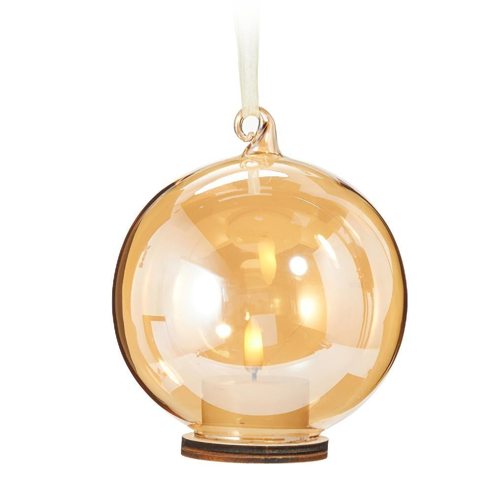 5" x 5.5" Ivory LED Tealights Gold Glass Candle with Timer 1